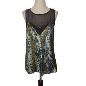 ARMANI EXCHANGE Blue Black Sleeveless Blouse Top Medium